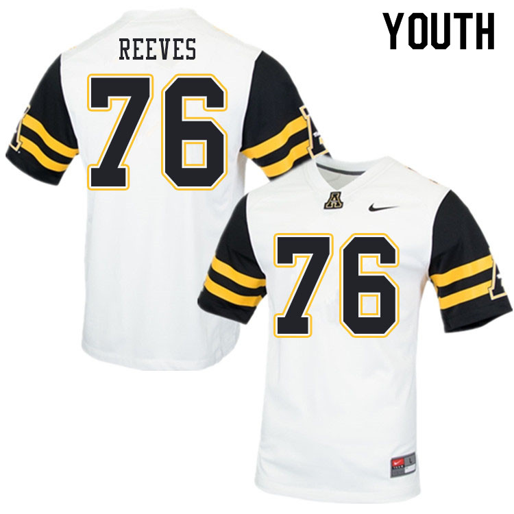 Youth #76 Austin Reeves Appalachian State Mountaineers College Football Jerseys Sale-White - Click Image to Close